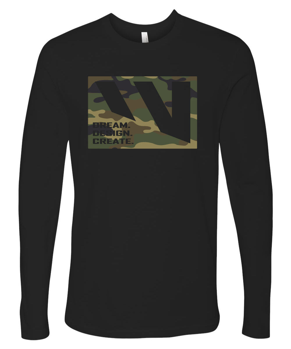 FOURWERX DDC CAMO LONG SLEEVE TEE SHIRT BLACK - MTO