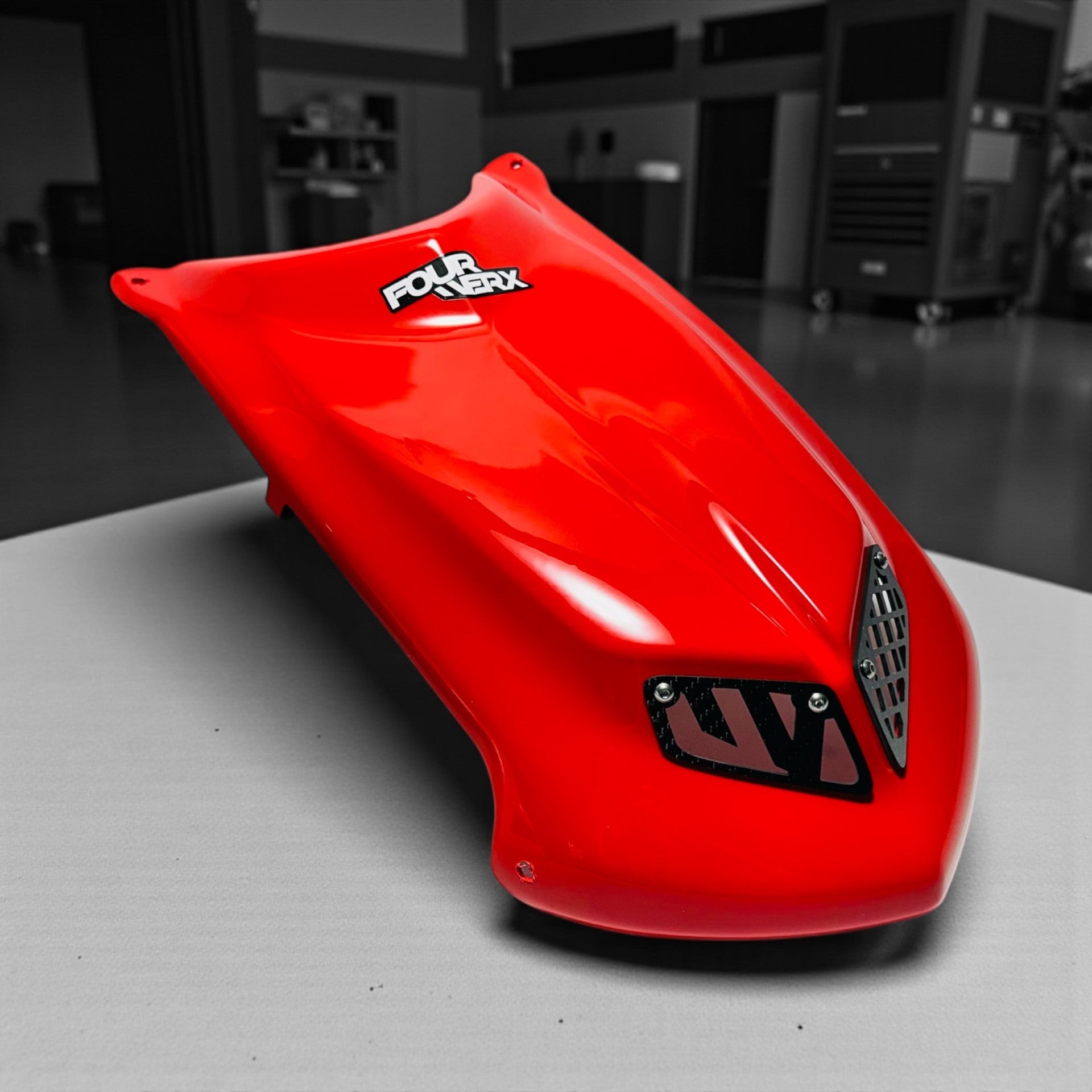 TRX450R A58 GLOSS RED PLASTIC HOOD FourWerx Carbon Carbon Fiber trx450r-a58-gloss-red-plastic-hood-fourwerx-carbon-carbon-fiber