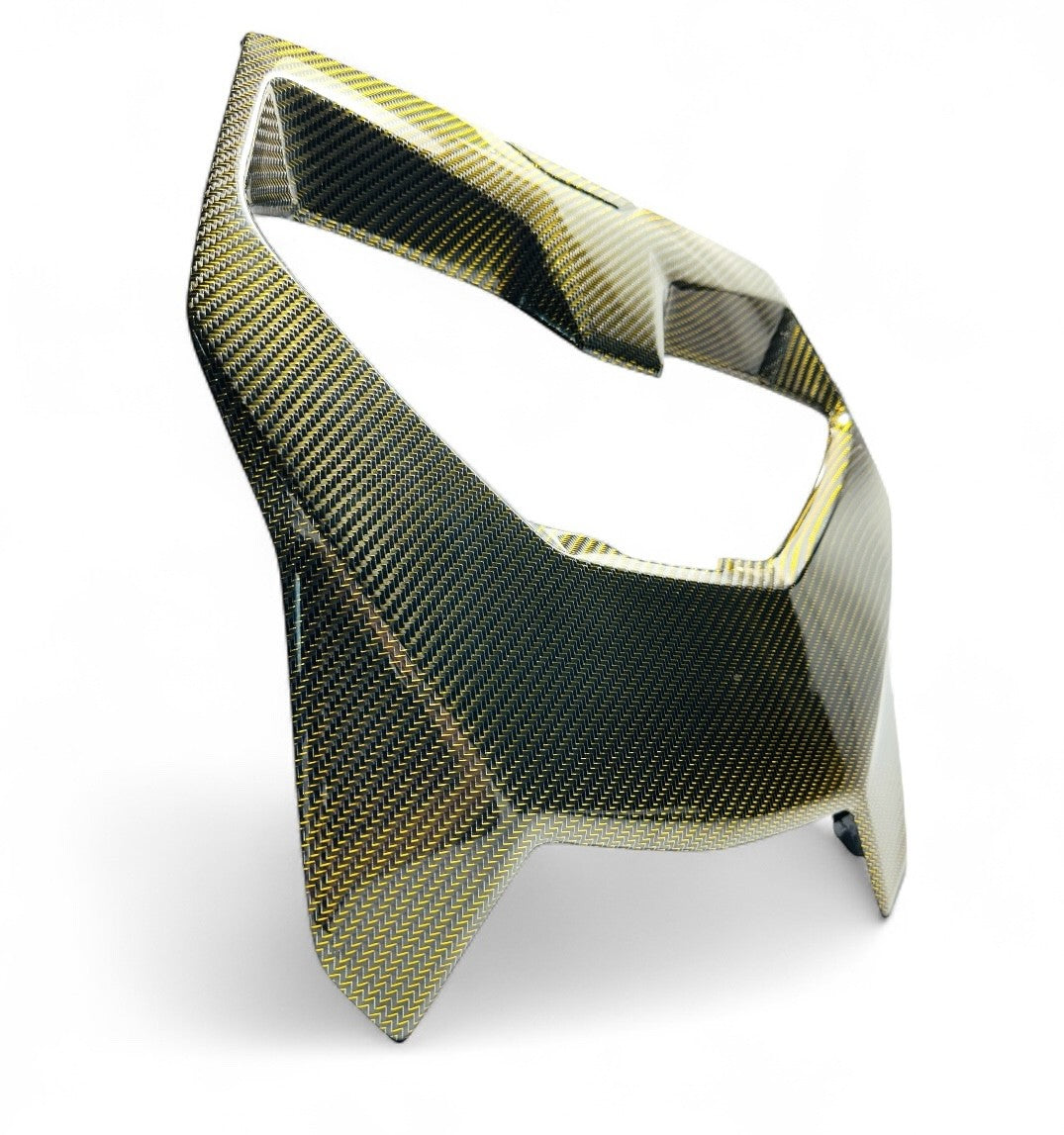 CAN AM MAVERICK R CARBON FIBER SR CENTER HOOD - LIMITED GOLD WIRE