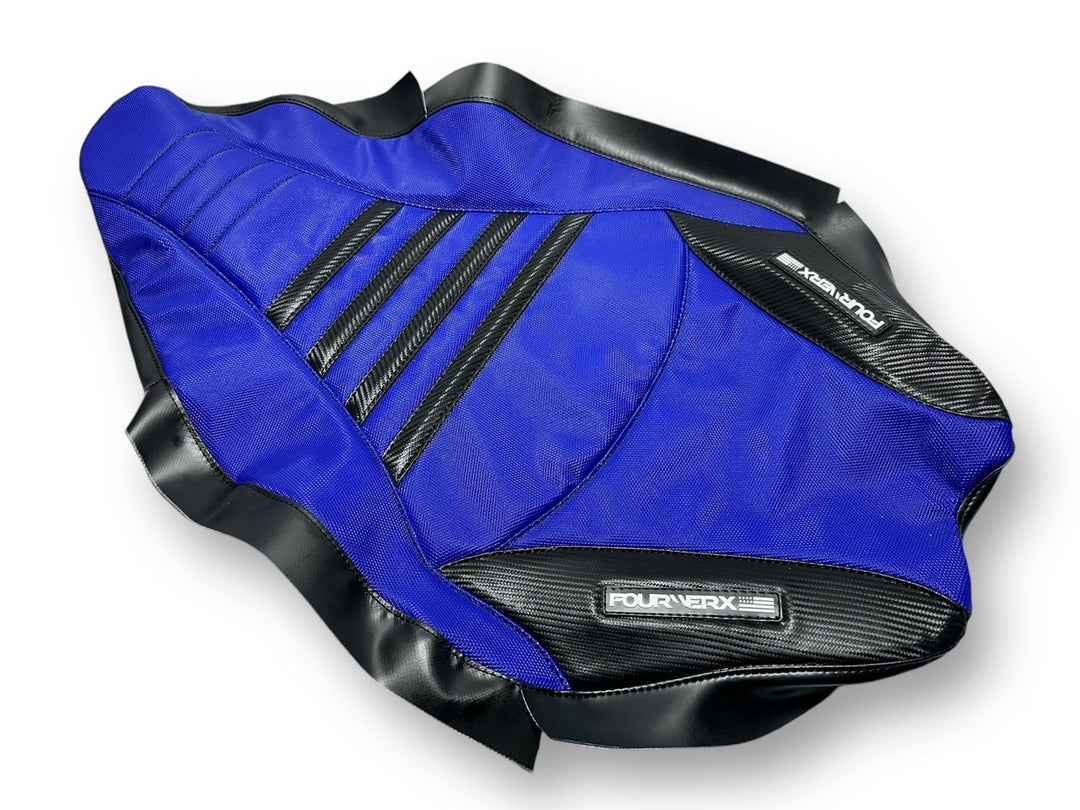 YAMAHA 09+ YFZ450R/X v2 SEAT COVER - BLUE / BLACK CARBON
