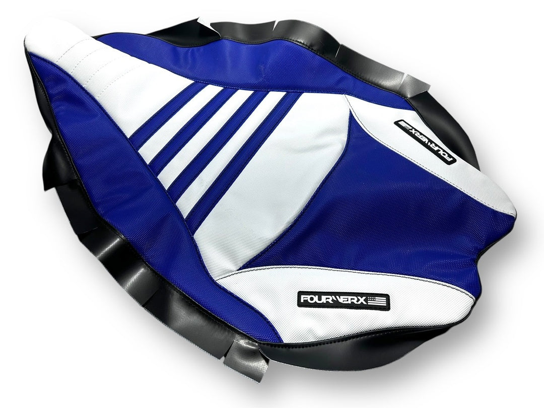 YAMAHA 09+ YFZ450R/X v2 SEAT COVER - WHITE / BLUE