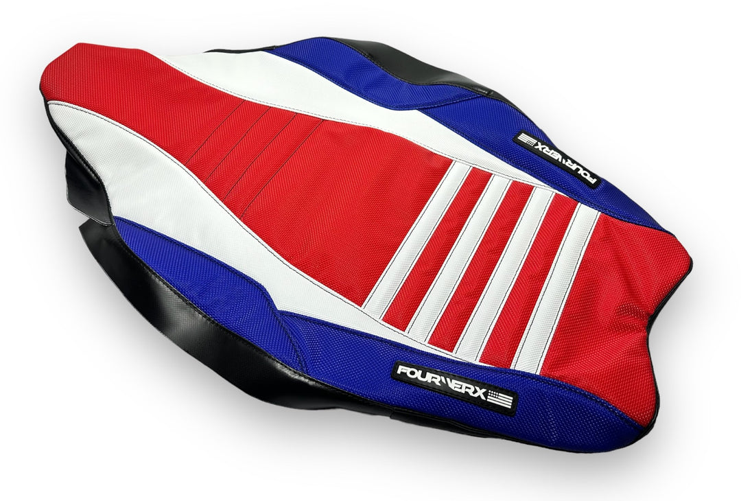 HONDA TRX450R v4 SEAT COVER - RED / WHITE / BLUE