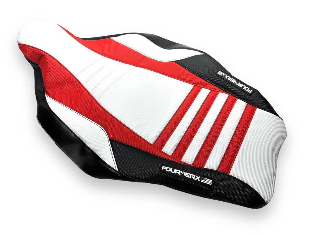 HONDA TRX450R v4 SEAT COVER - WHITE / BLACK / RED
