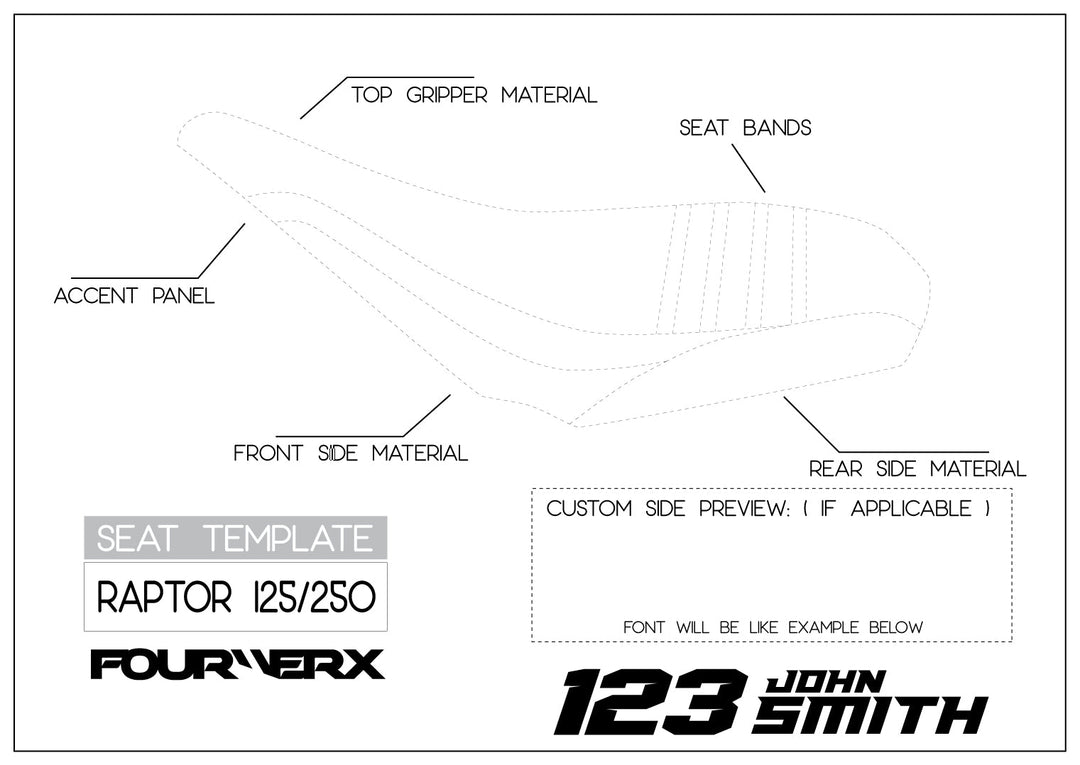 YAMAHA RAPTOR 125 / 250 ATV CUSTOM SEAT COVER | LIVE PREVIEW