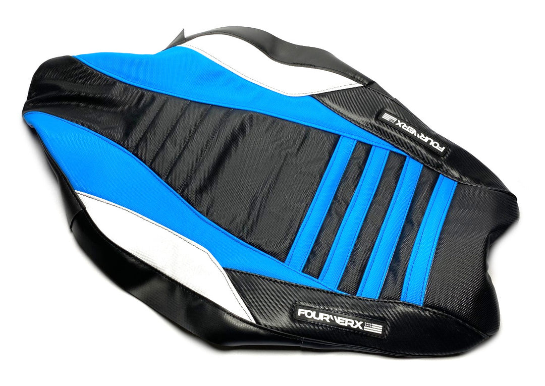 HONDA TRX450R v4 SEAT COVER - BLACK / LIGHT BLUE / WHITE