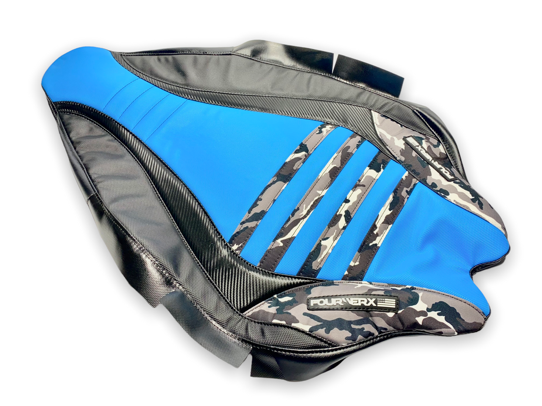 YAMAHA 09+ YFZ450R SEAT COVER - LIGHT BLUE / BLACK / GREY CAMO