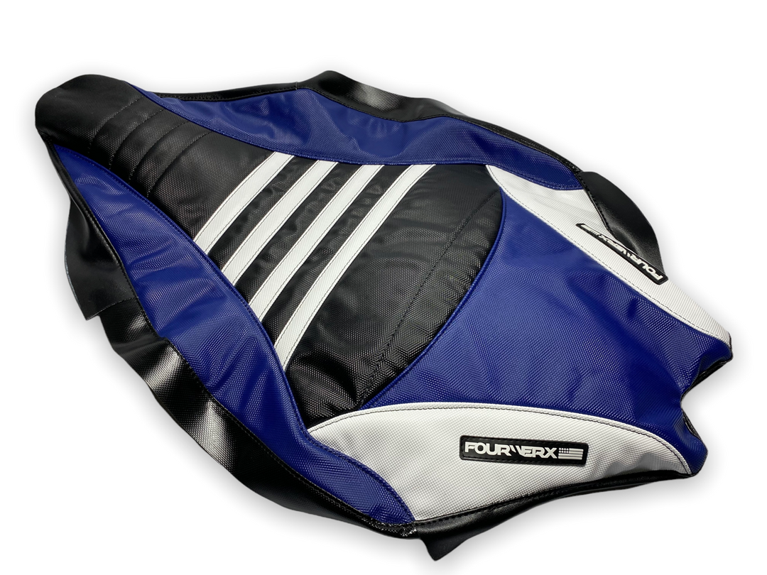 YAMAHA 09+ YFZ450R HUMP SEAT KIT ( COVER & FOAM ) - DARK BLUE/ BLACK / WHITE