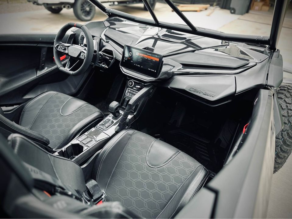 Titanium Main Console CAN AM MAVERICK R CARBON FIBER - FRONT CENTER CONSOLE ( 2 PC ...