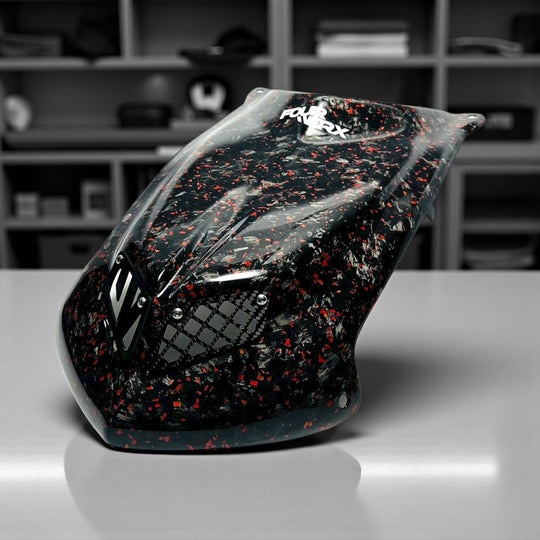 TRX450R 'A58' FORGED CARBON FIBER HOOD WITH RED FLAKE