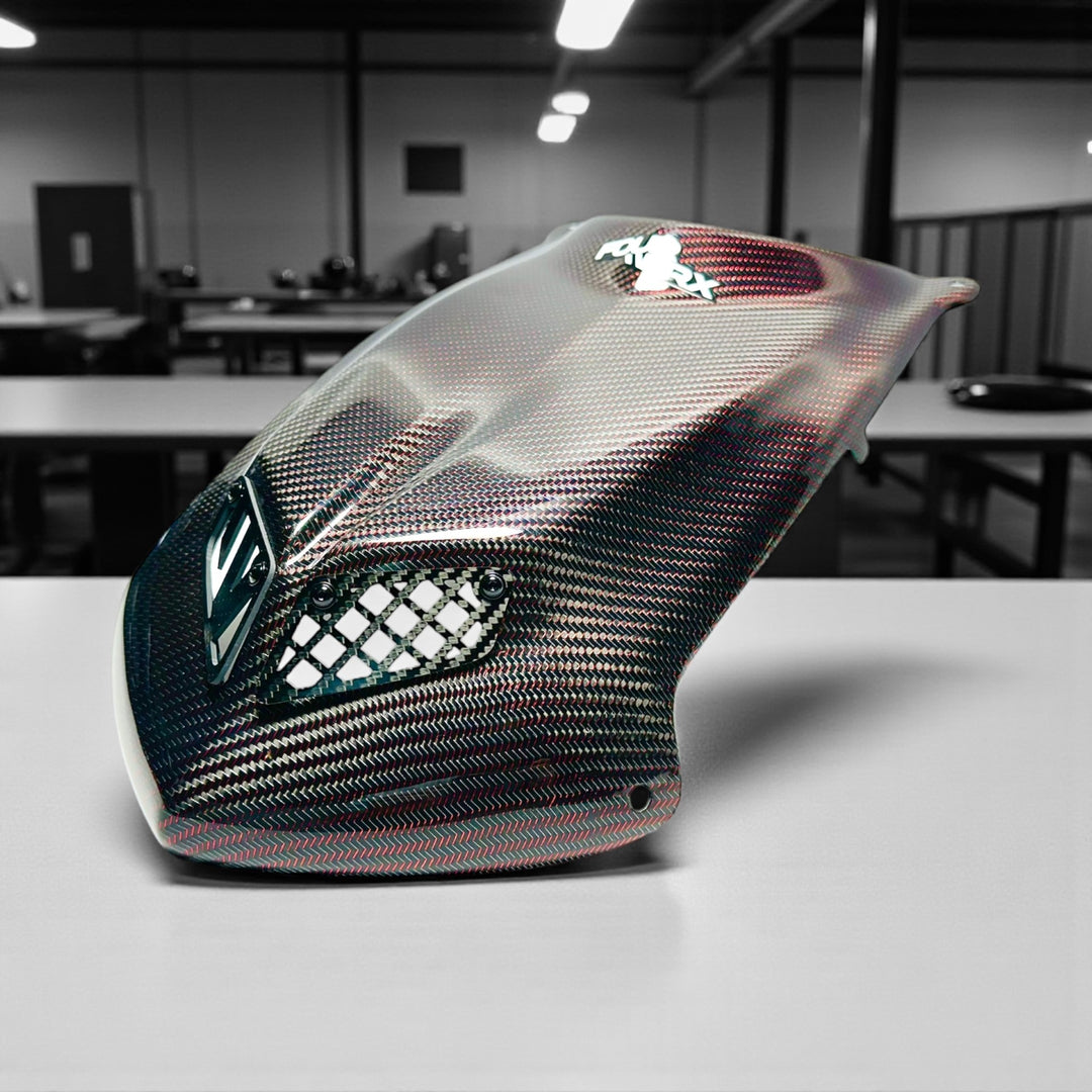TRX450R 'A58'  RED WIRE CARBON FIBER HOOD - LIMITED