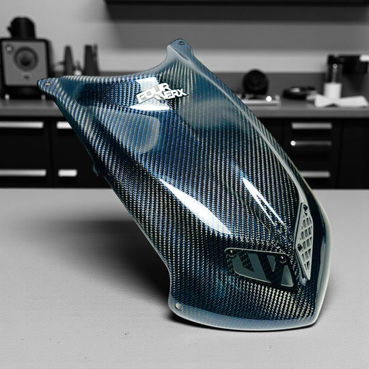 TRX450R 'A58'  BLUE WIRE CARBON FIBER HOOD - LIMITED