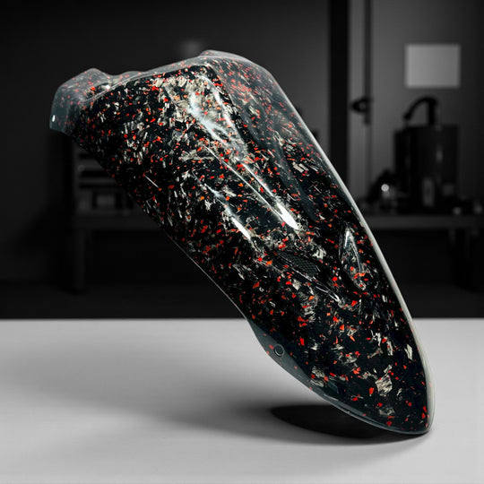 14+ YFZ450R TWIN SCOOPED FORGED CARBON W/ RED FLAKE HOOD - LIMITED EDITION