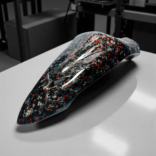 14+ YFZ450R TWIN SCOOPED FORGED CARBON W/ RED FLAKE HOOD - LIMITED EDITION