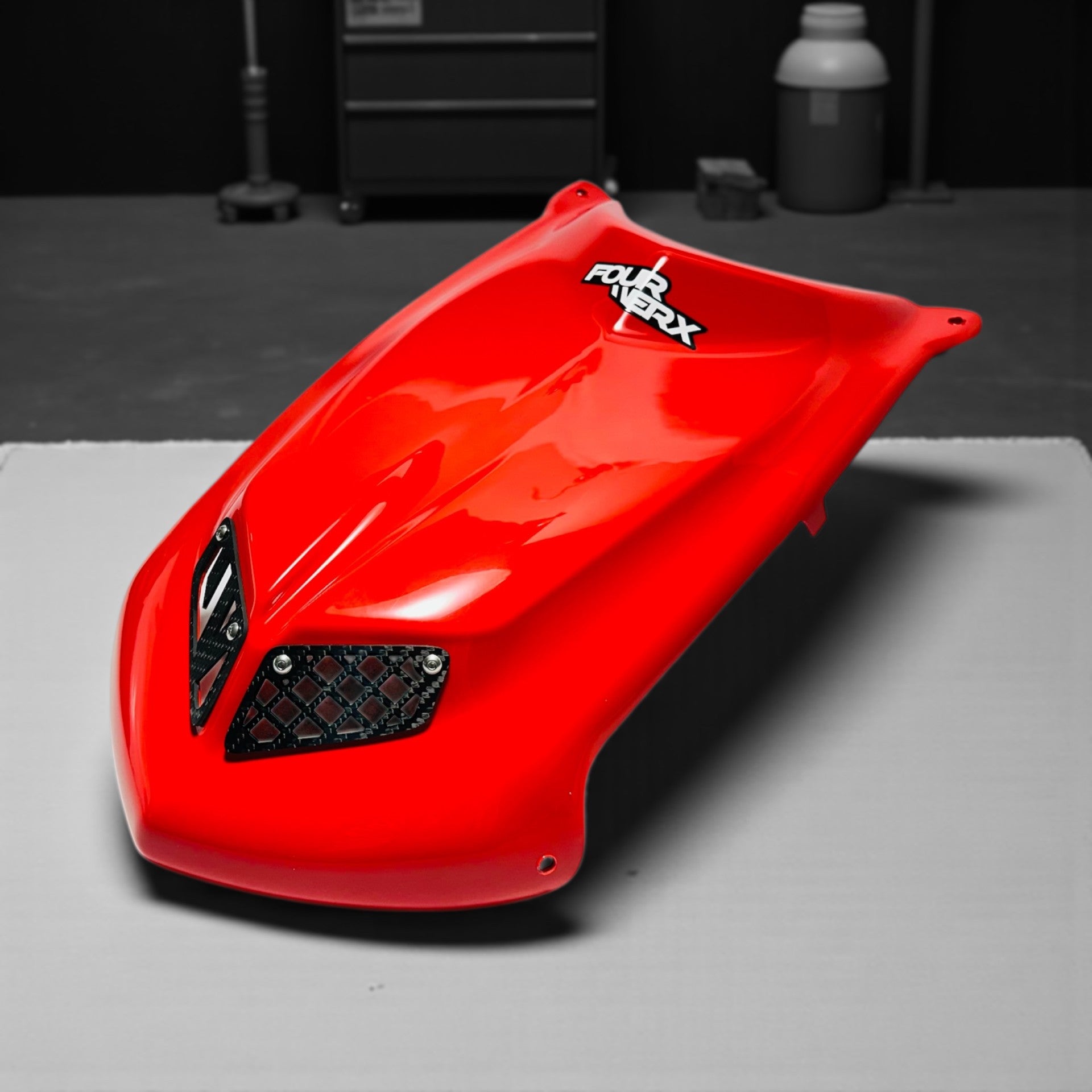 TRX450R 'A58' GLOSS RED PLASTIC HOOD – FourWerx Carbon - Carbon