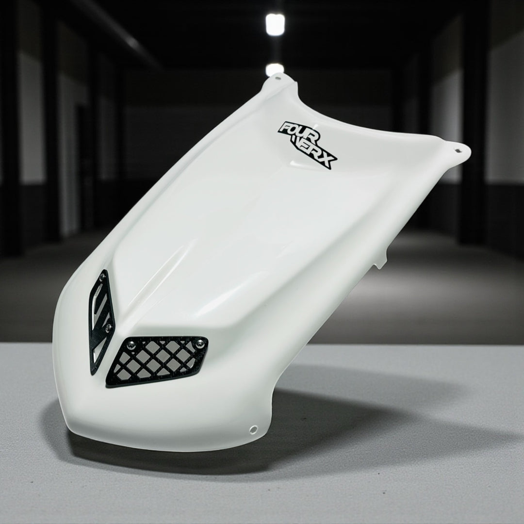 TRX450R A58 GLOSS WHITE PLASTIC HOOD FourWerx Carbon Carbon Fiber trx450r-a58-gloss-white-plastic-hood-fourwerx-carbon-carbon-fiber