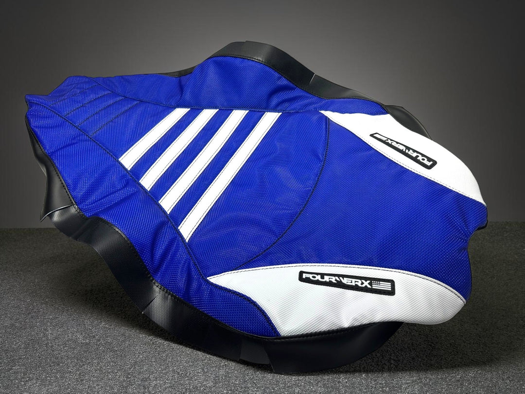 2009+ YAMAHA YFZ450R SEAT COVER - BLUE / WHITE - BLEMISH