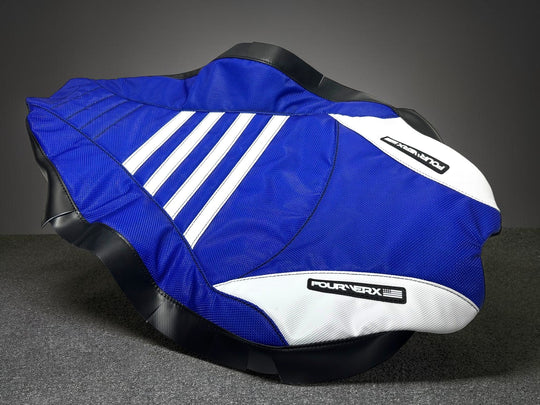 2009+ YAMAHA YFZ450R SEAT COVER - BLUE / WHITE - BLEMISH