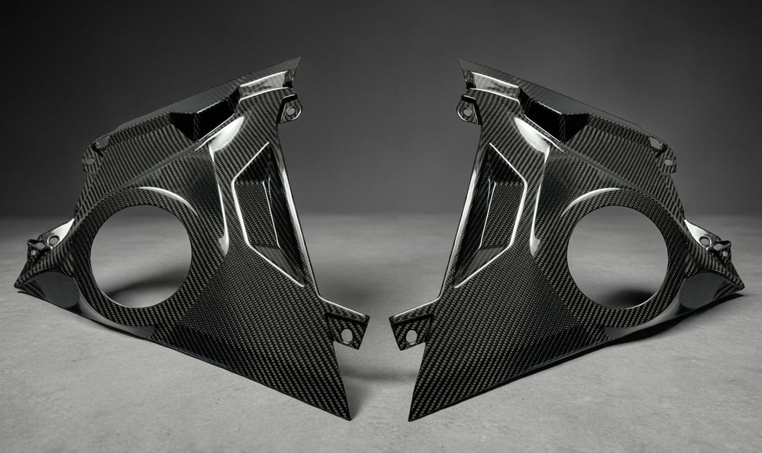 CAN AM MAVERICK R CARBON FIBER DASH SPEAKER PANELS / 6.5" SPEAKER CUTOUTS