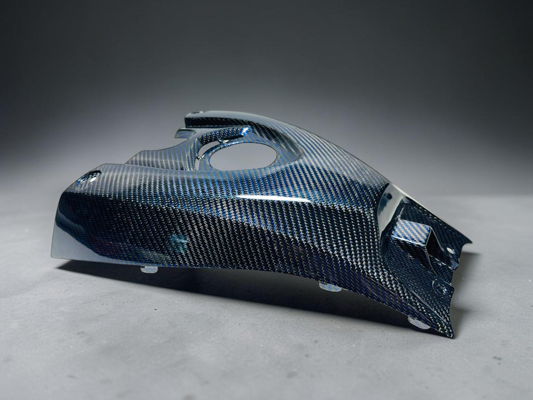 14+ YFZ450R BLUE WIRE CARBON FIBER TANK COVER - LIMITED EDITION