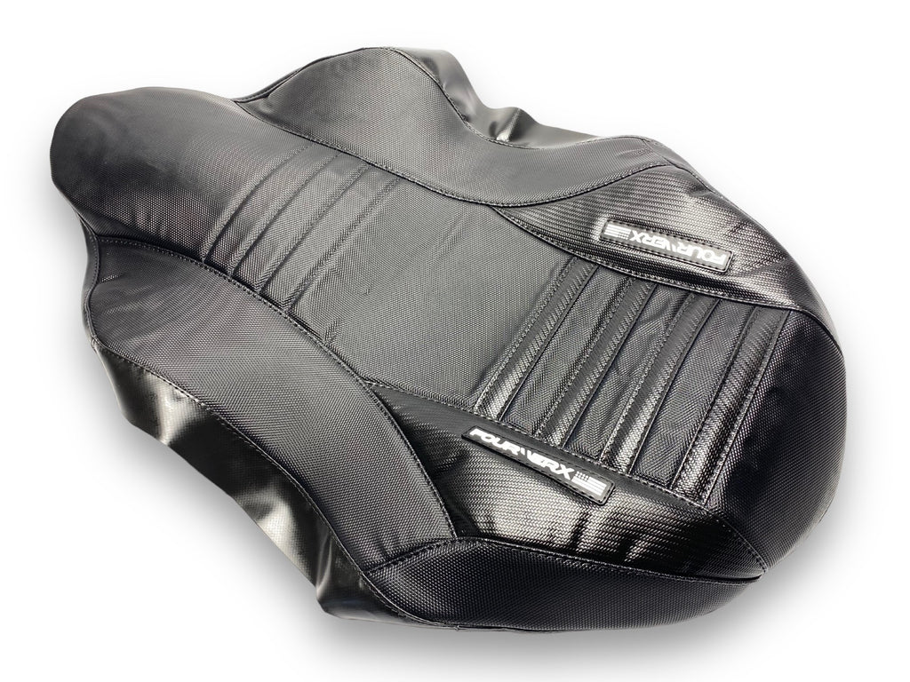 SUZUKI LTR450 SEAT COVER - BLACK GRIPPER W/ CARBON BLACK - BLACK CARBON BANDS