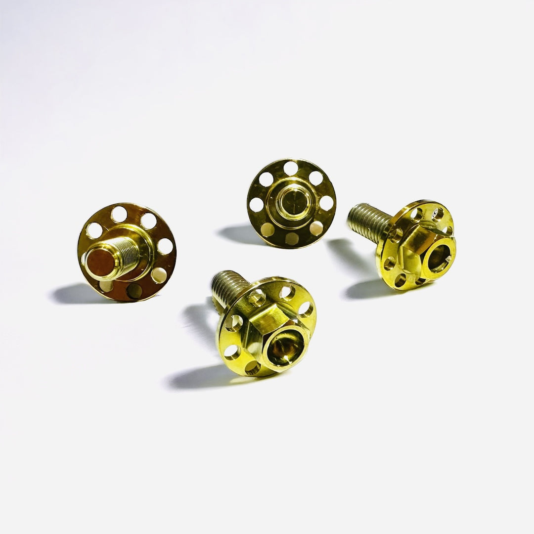M6 x 17mm / 14mm THREAD - TITANIUM DRILLED FLANGE BOLT (Set of 4)