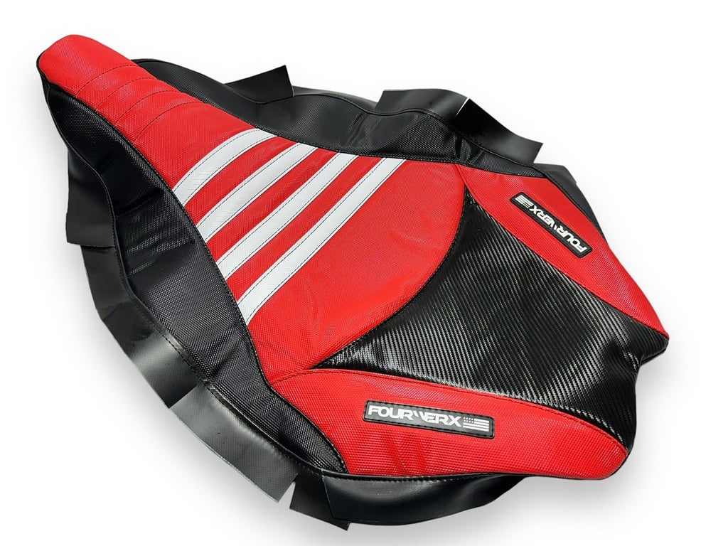 YAMAHA 09+ YFZ450R/X v2 SEAT COVER RED / BLACK / WHITE FourWerx