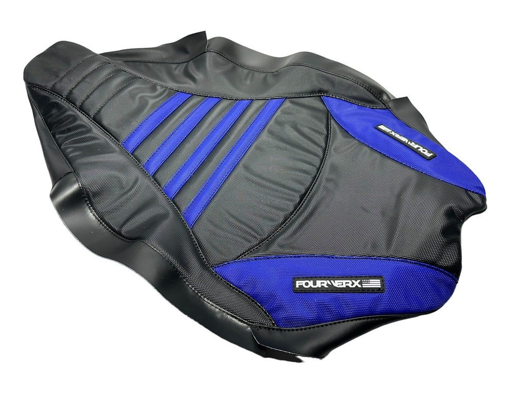 YAMAHA 09+ YFZ450R/X v2 SEAT COVER - BLACK / BLUE – FourWerx