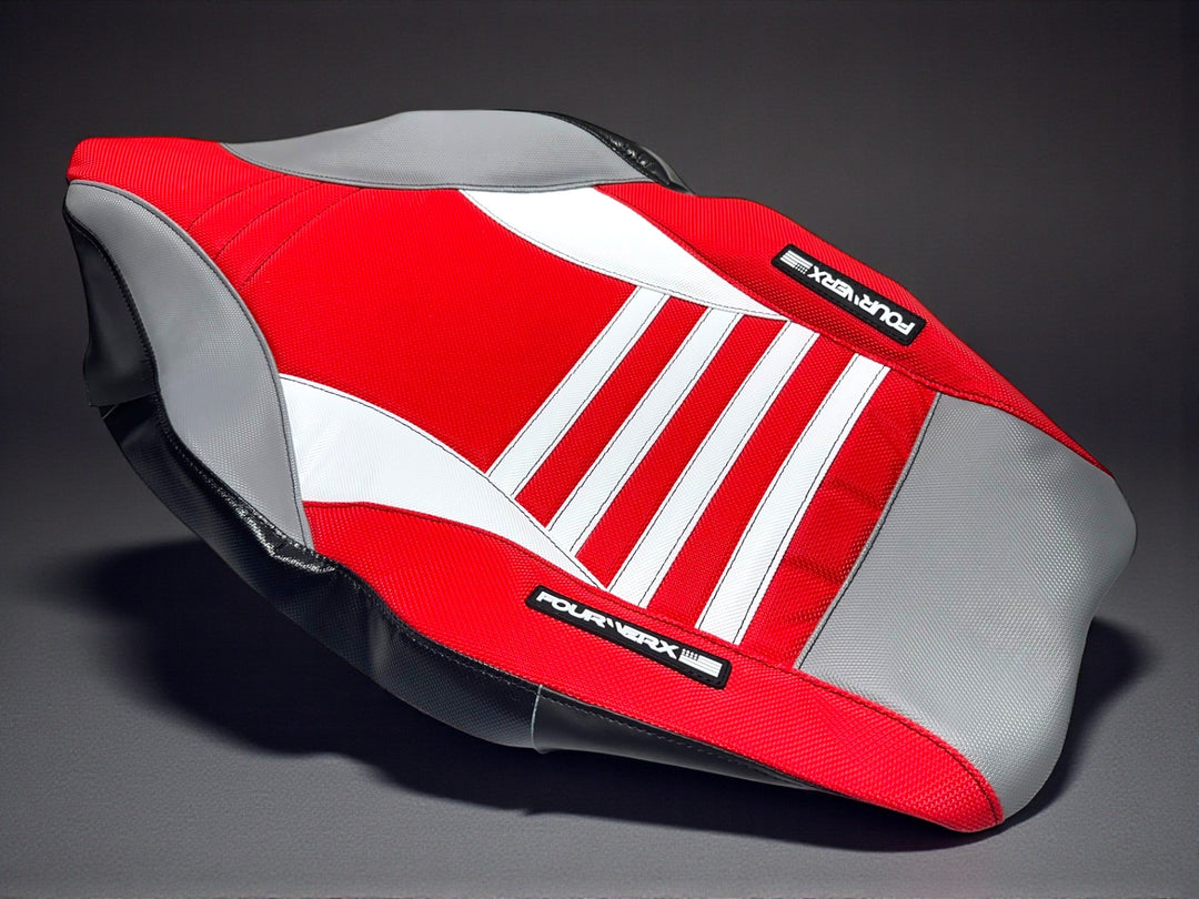 HONDA TRX450R v3 SEAT COVER -  RED / WHITE / GREY GRIPPER