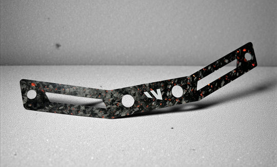 YFZ450R BATTERY BRACE PLATE - FORGED CARBON W/ RED FLAKE