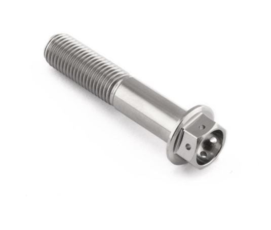 M10 (10MM) x 1.25 PITCH - TITANIUM FLANGE BOLT - DRILLED HEAD