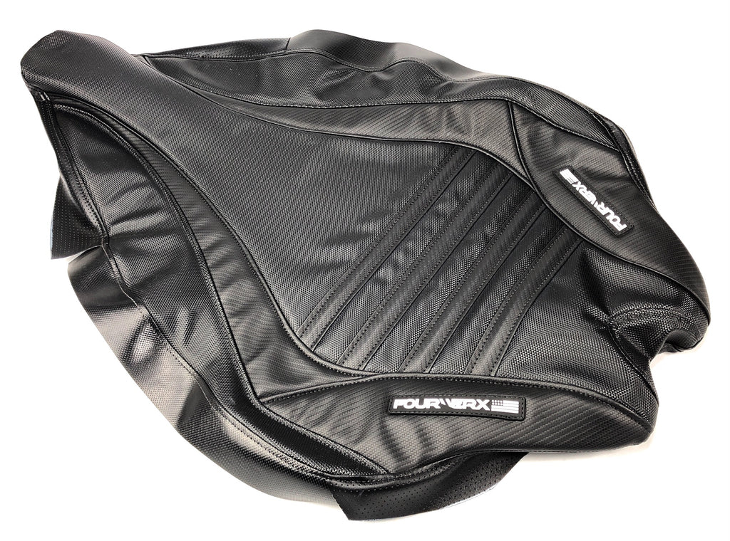 YAMAHA 09+ YFZ450R SEAT COVER - BLACK CARBON ACCENTS, BANDS, AND SIDES
