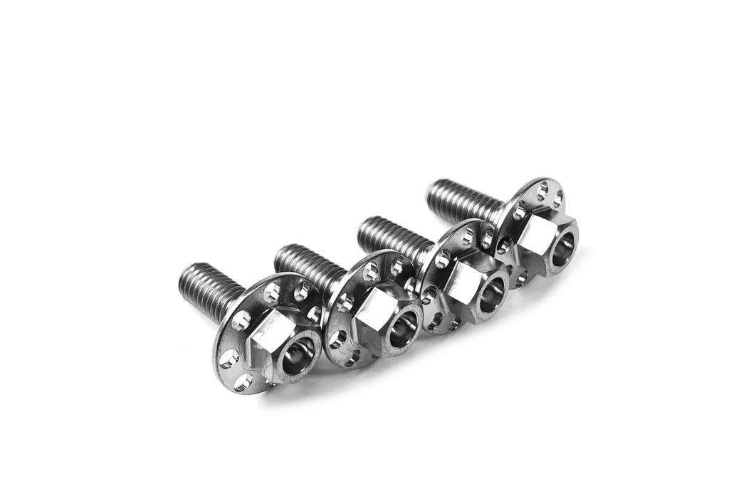 M6 x 17mm / 14mm THREAD - TITANIUM DRILLED FLANGE BOLT (Set of 4