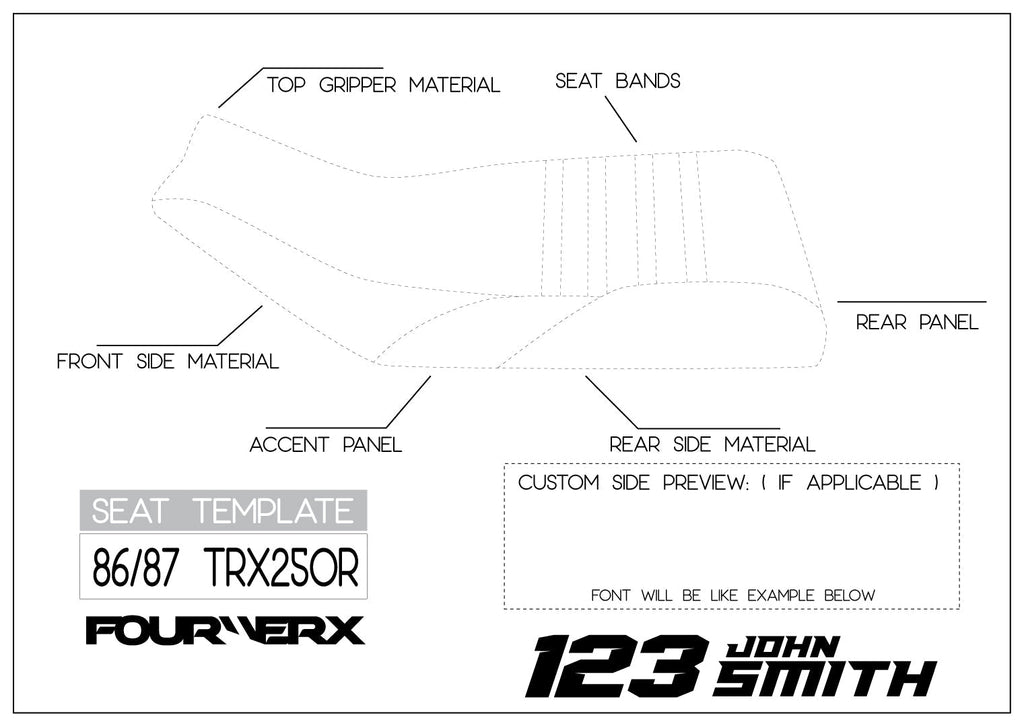 HONDA TRX250R 86/87 CUSTOM SEAT COVER | LIVE PREVIEW