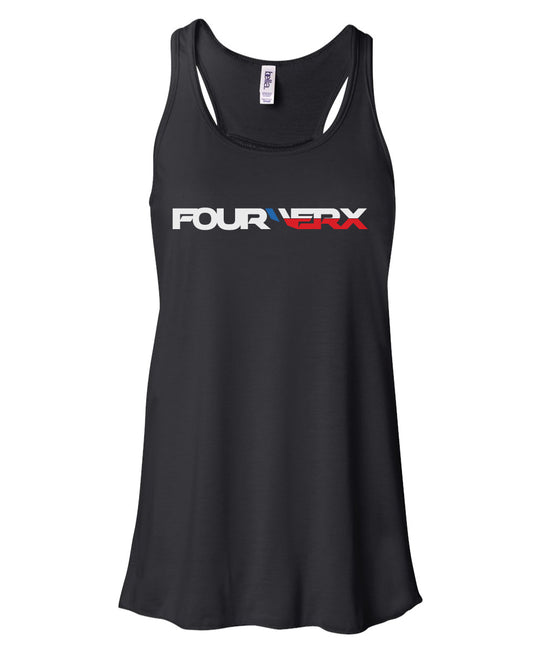 PATRIOTIC FLOWY RACERBACK TANK - BLACK