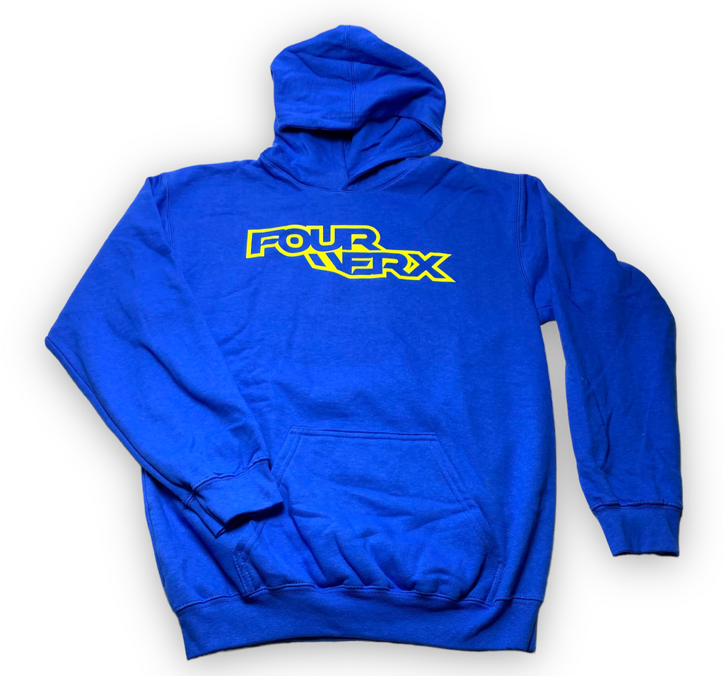 FOURWERX HOODIE - ROYAL BLUE / FLO YELLOW STACKED LOGO