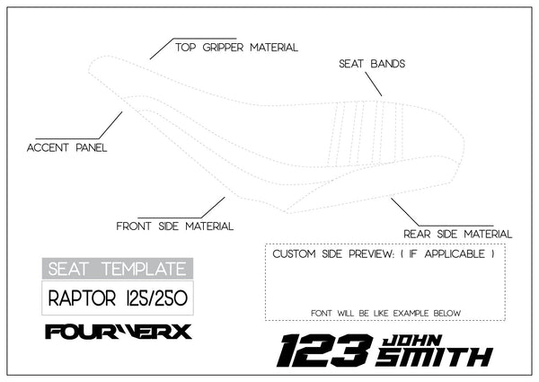 YAMAHA RAPTOR 125 / 250 ATV CUSTOM SEAT COVER | LIVE PREVIEW