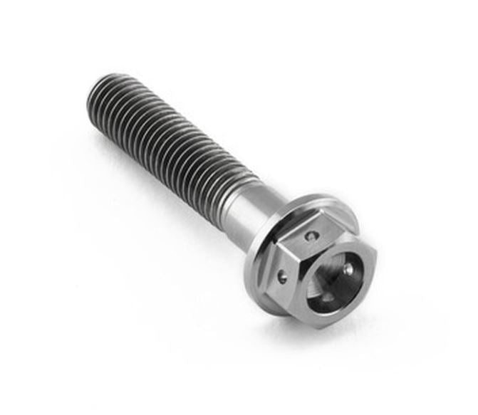 M6 (6MM) x 1.00 PITCH - TITANIUM FLANGE BOLT - DRILLED HEAD