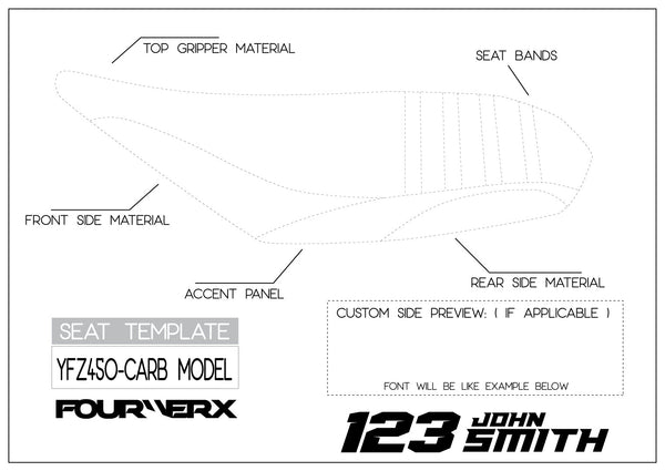 YAMAHA YFZ450 CARB MODEL ATV CUSTOM SEAT COVER | LIVE PREVIEW