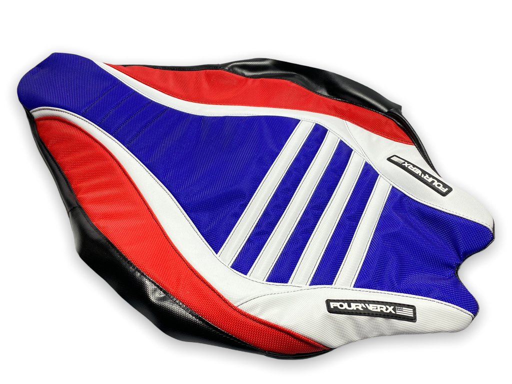 YAMAHA 09+ YFZ450R SEAT COVER - BLUE / WHITE / RED