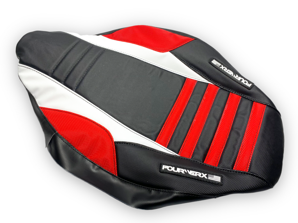 HONDA TRX90 (2006+) SEAT COVER - BLACK / WHITE / RED / RED BANDS