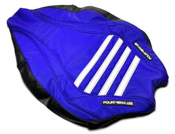 YAMAHA 09+ YFZ450R/X &#39;WAVE&#39; SEAT COVER -BLUE / WHITE