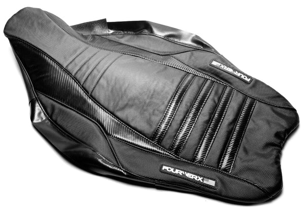 HONDA TRX450R v4 SEAT COVER - ALL BLACK - BLACK CARBON BANDS